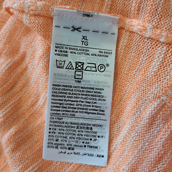NEW GAP Orange Striped Drop Shoulder Open Front Cardigan Wrap Size XL - Picture 6 of 6